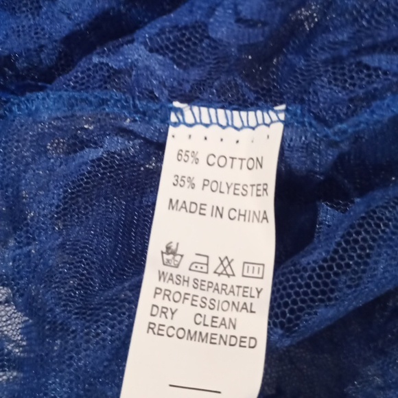NWT Sz XL Long Blue Transparent Lace Long Sleeve Lingerie - Picture 6 of 7